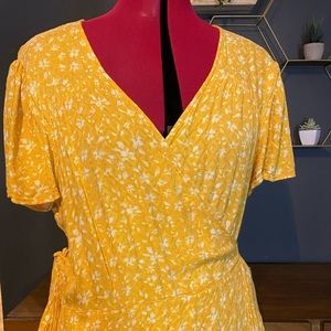 Yellow wrap around dress